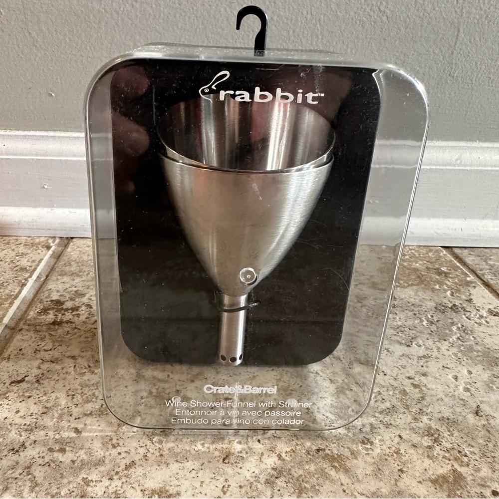 Crate & Barrel Rabbit Wine Shower Funnel w/ Strainer
